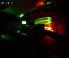 Camera view of the LEDs on FPGA board pi9